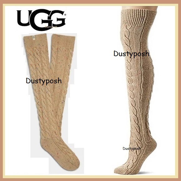 Host Pick UGG Cable Knit Over The Knee Socks OTK Oatmeal Thigh High Boot Long - Picture 2 of 9